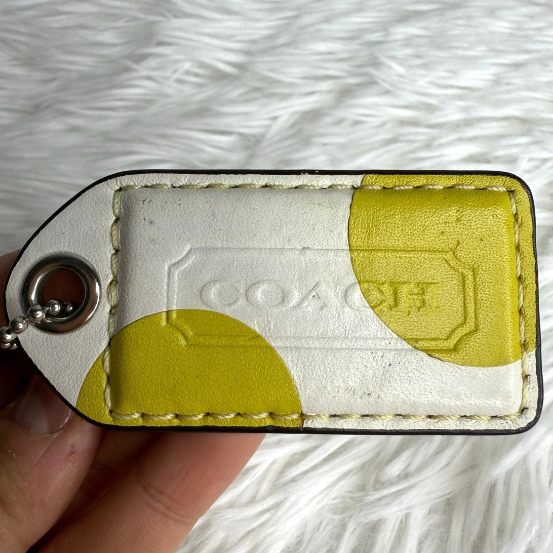 COACH Yellow White Polka Dot Fob Bag Charm Hang tag Hangtag