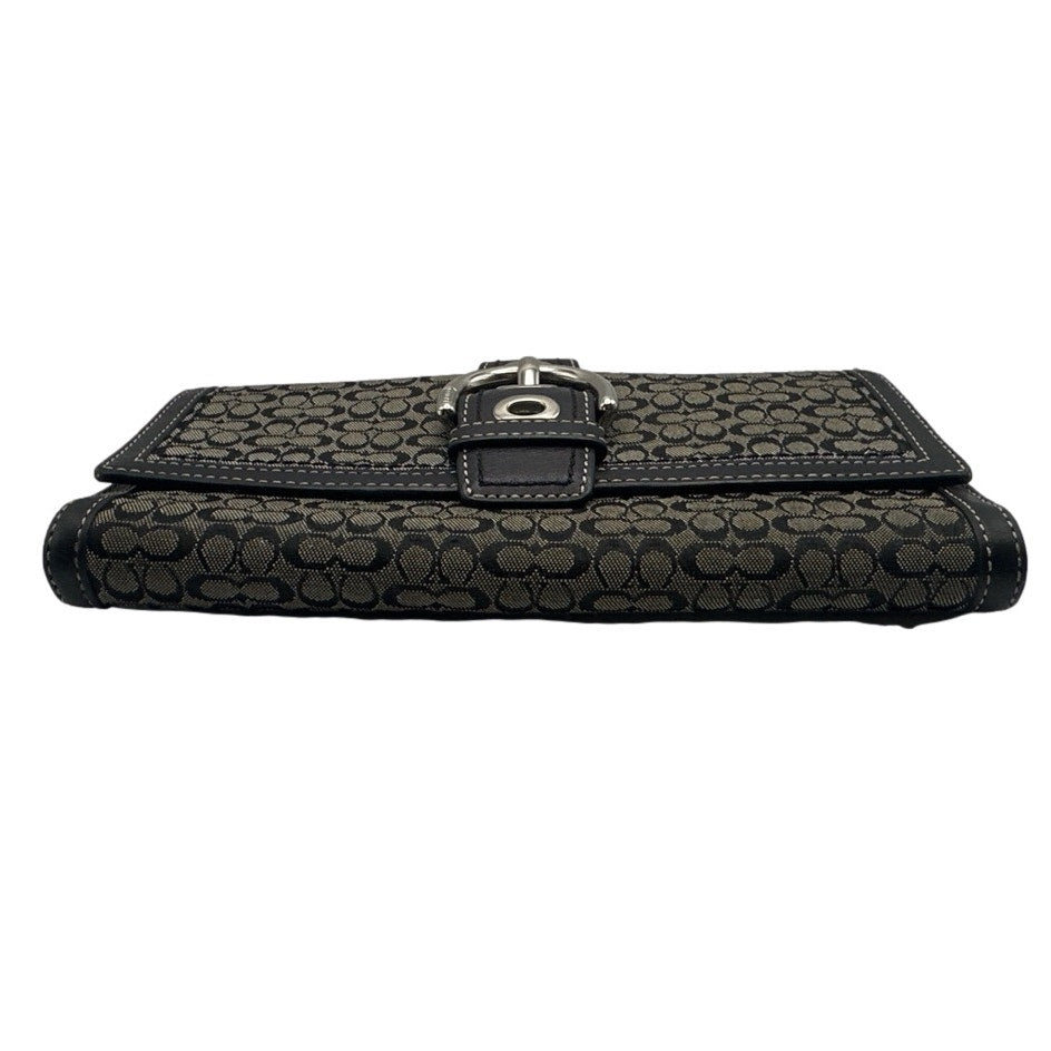 Vintage COACH y2k Soho Black  Gray Buckle Signature Canvas Wallet