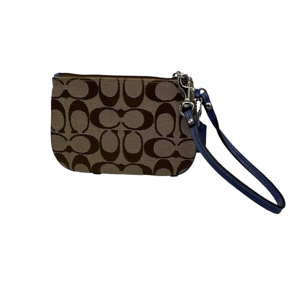 COACH Blue and Brown Canvas Wristlet
