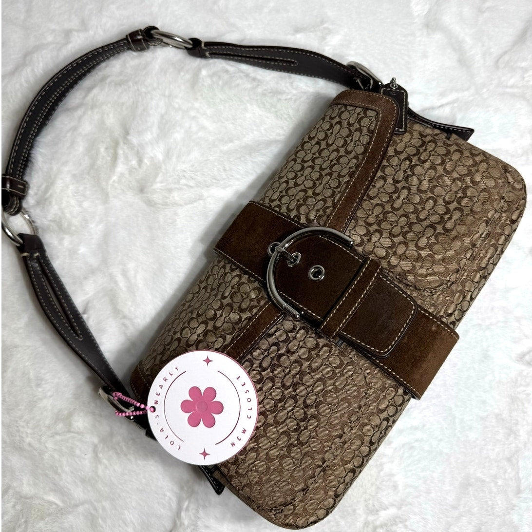 y2k COACH Vintage Brown Soho Flap Shoulder Bag
