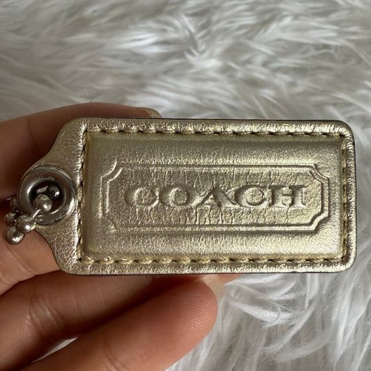 2" COACH Gold Brown Fob Bag Charm Hang tag Hangtag