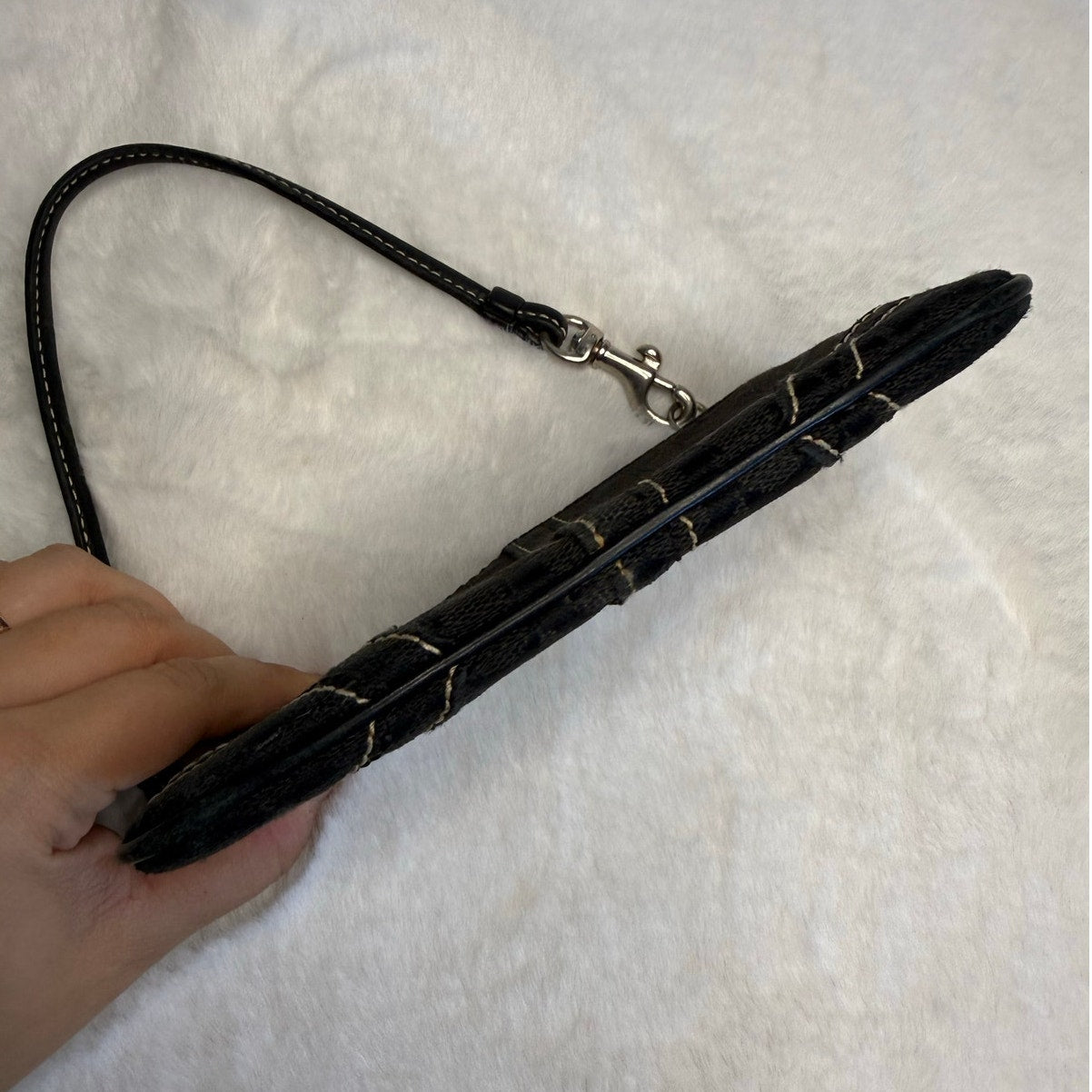 SALE COACH Black Signature Canvas Wristlet