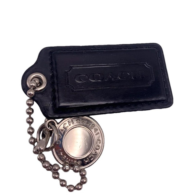 COACH Black Silver Fob Bag Charm Hang tag Hangtag