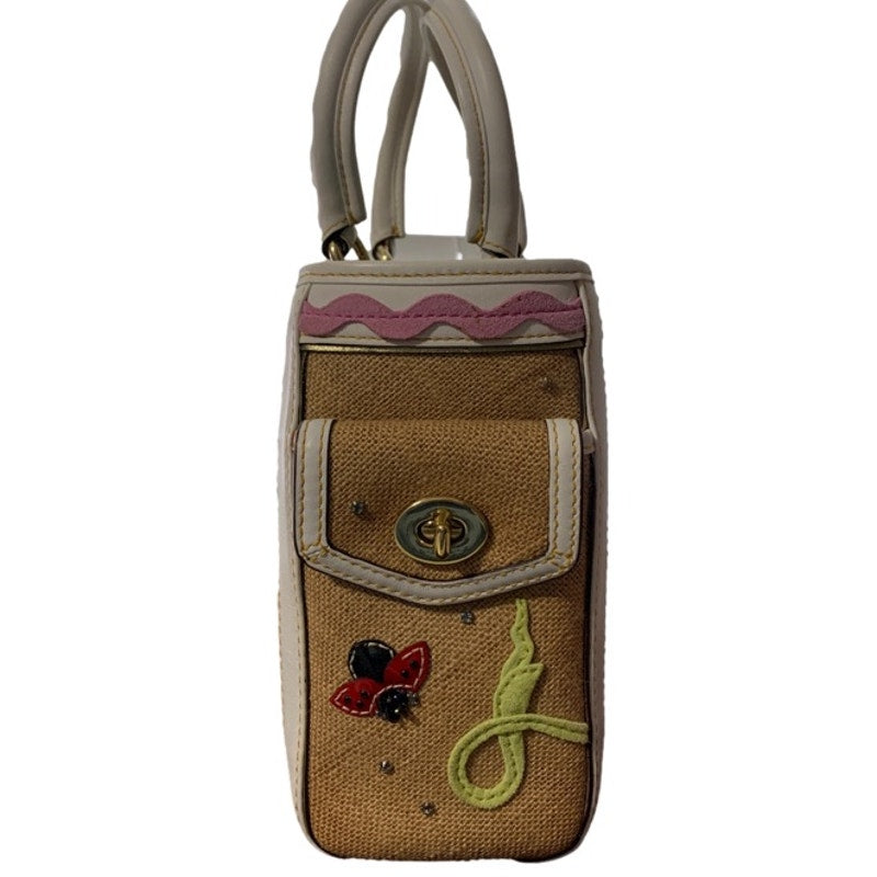 Y2K COACH Limited Edition Lady Bug Leaf Burlap Straw Woven Hampton Bag