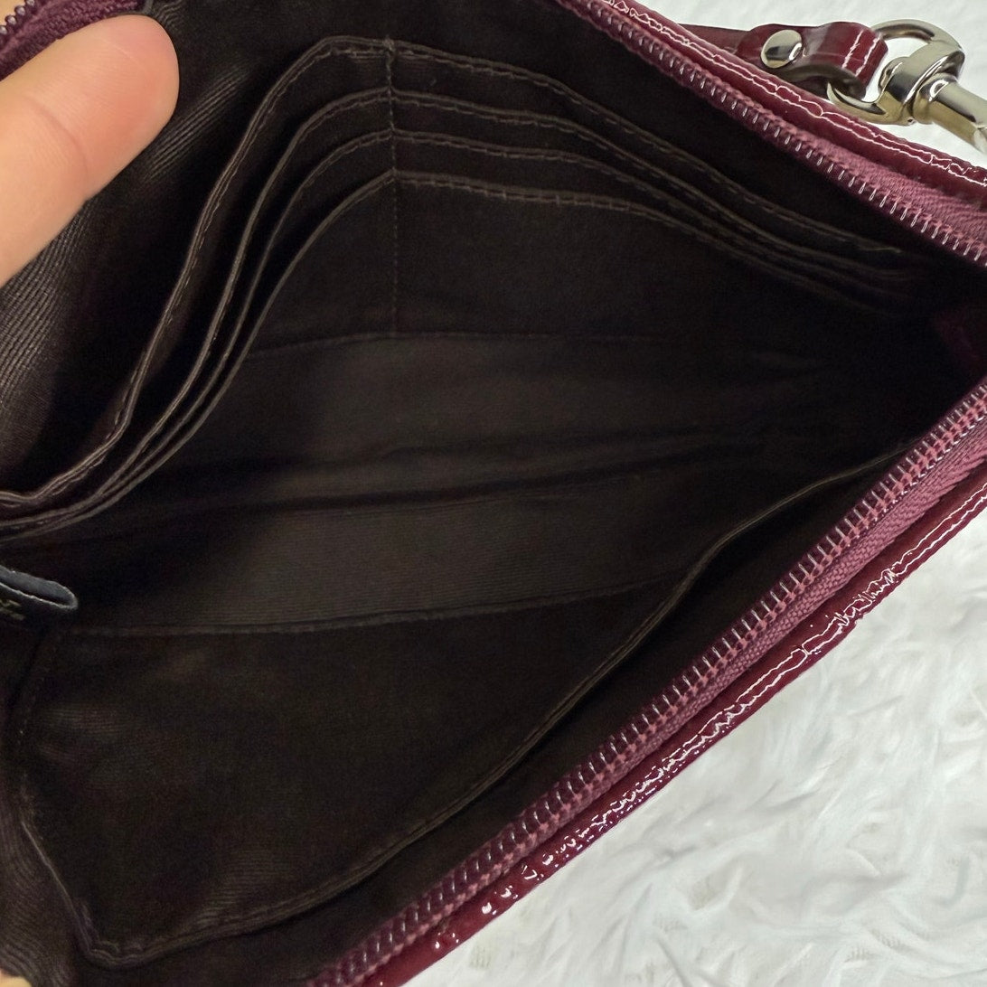 COACH y2k Brown Burgundy Signature Wristlet w/ Card Slots