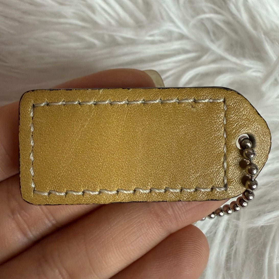 1.5" y2k COACH Tan Fob Bag Charm Hang tag Hangtag