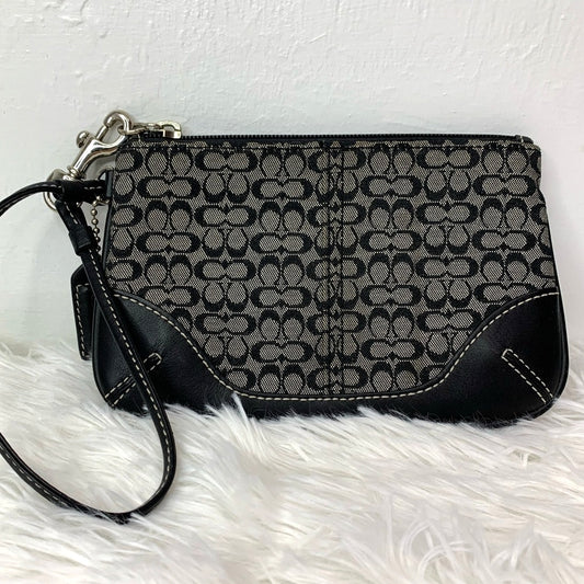 COACH Black Signature Canvas Wristlet