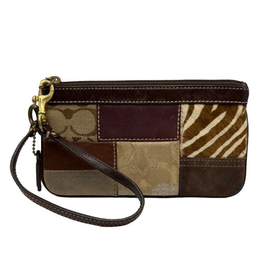 COACH Brown Patchwork Wristlet