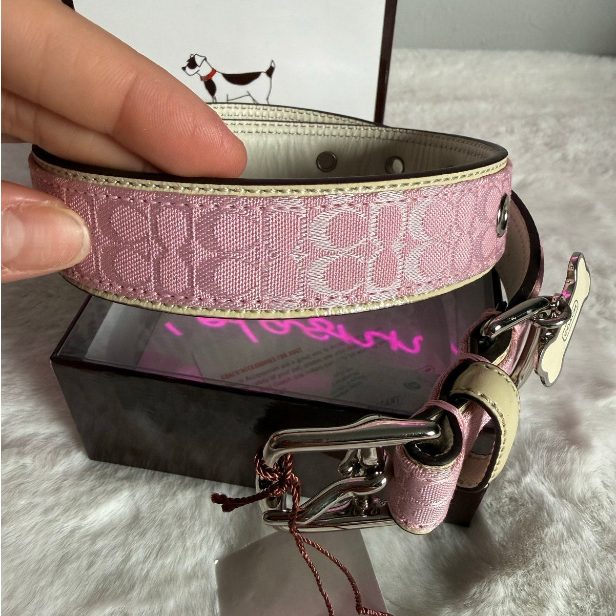 y2k NWB COACH Leather Canvas Dog Collar Large