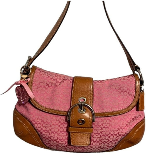 Y2k COACH Pink Signature Canvas Soho Hamilton Shoulder Bag