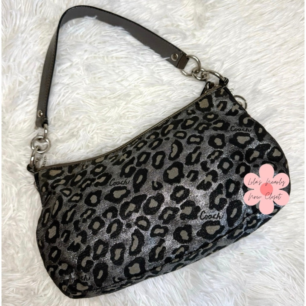 y2k COACH Leopard Silver Metallic Mini Purse shoulder bag
