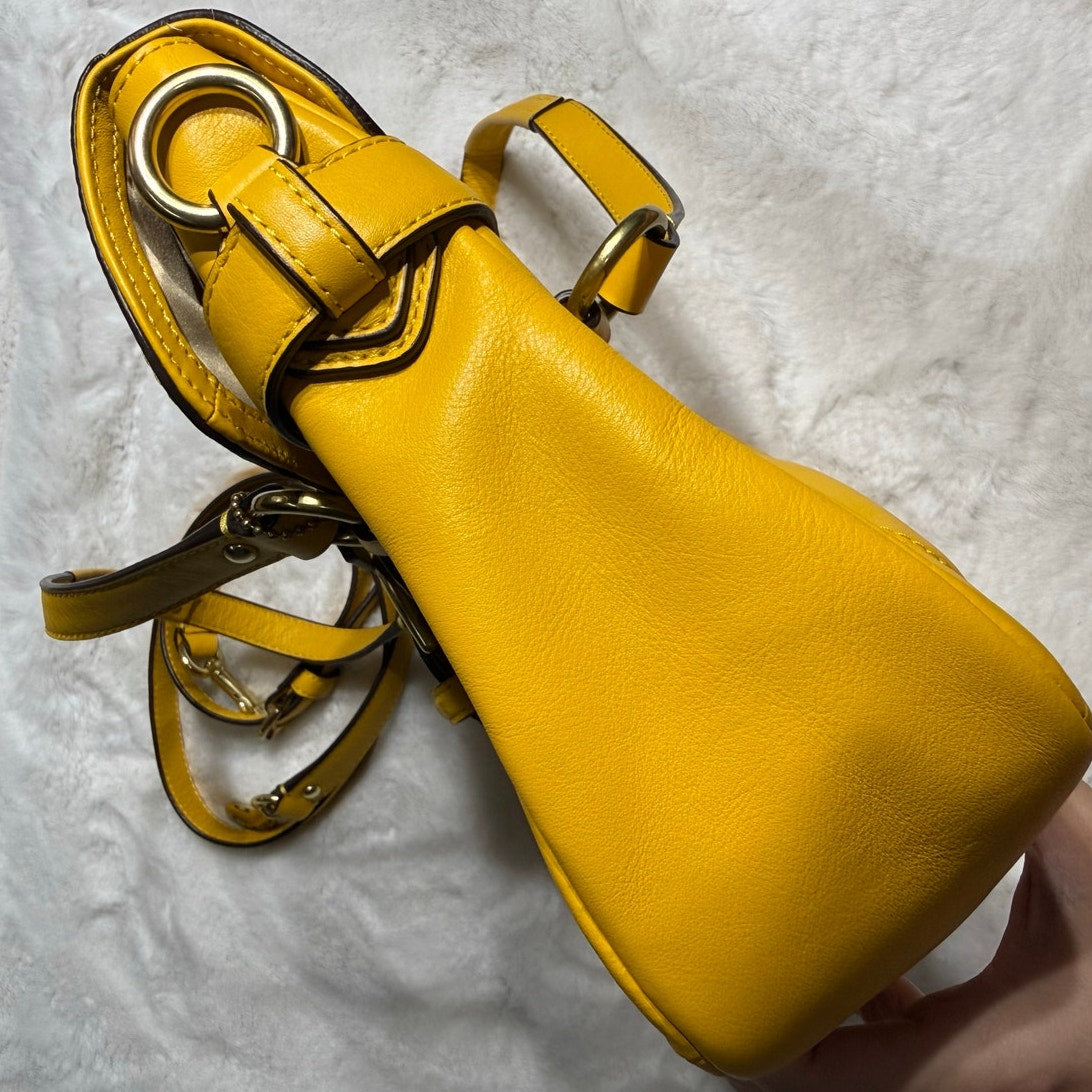 COACH Campbell Flap Satchel Yellow Shoulder Bag