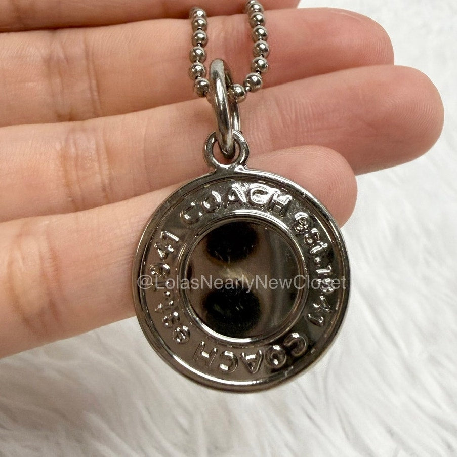 1" COACH Circle Metal Fob Bag Charm Hang tag Hangtag