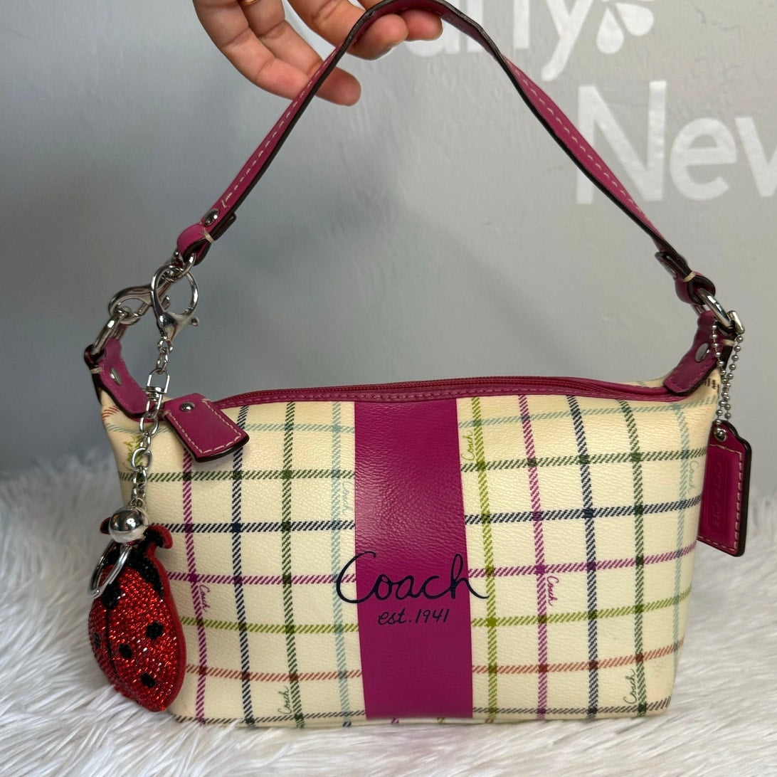 y2k COACH Heritage Plaid Mini Purse Shoulder Bag Wristlet