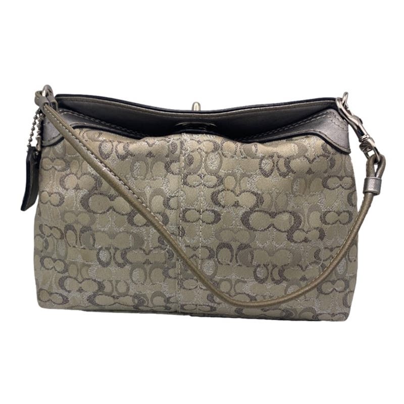 COACH y2k Silver Signature Canvas Mini Purse / Wristlet