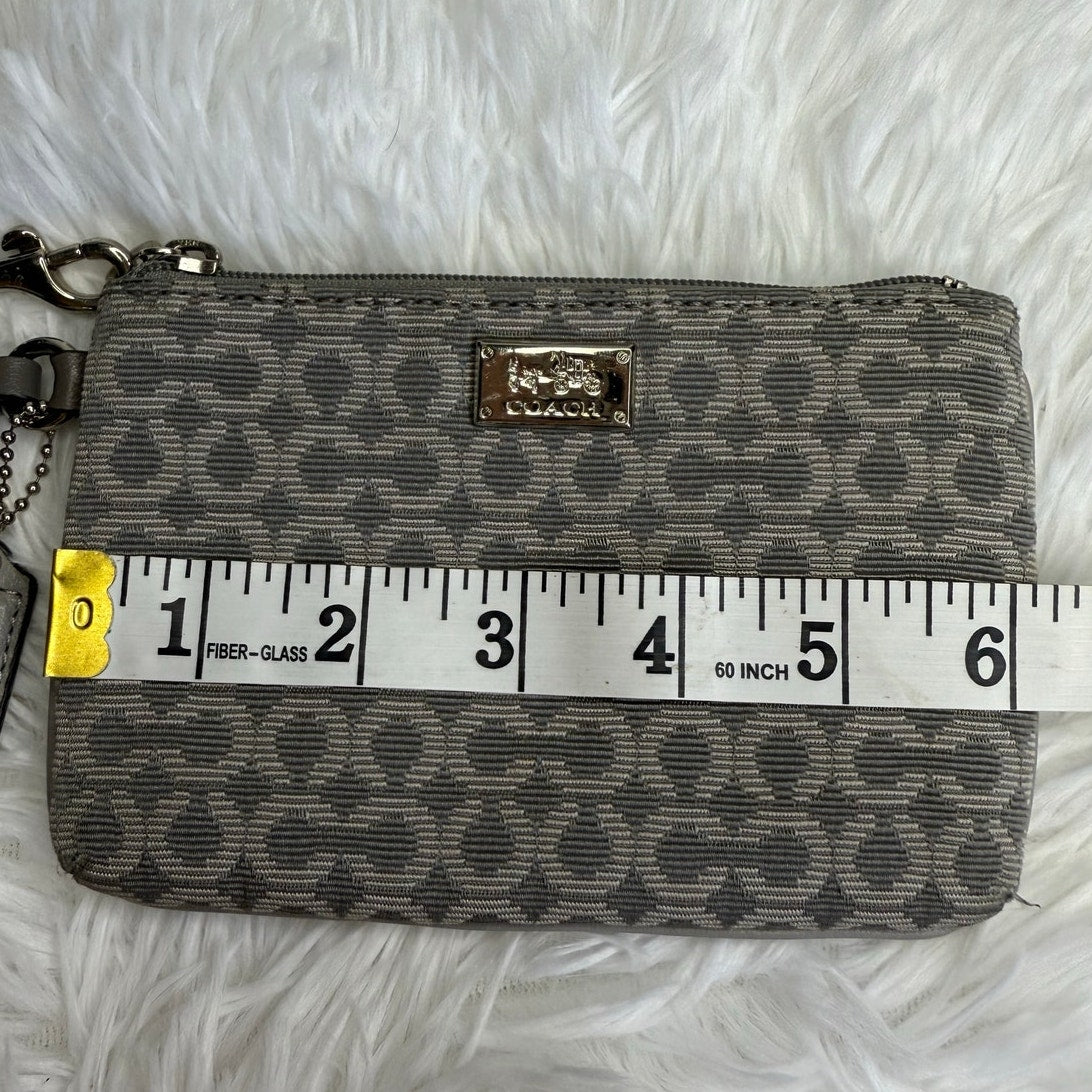 COACH Gray Signature Canvas Wristlet