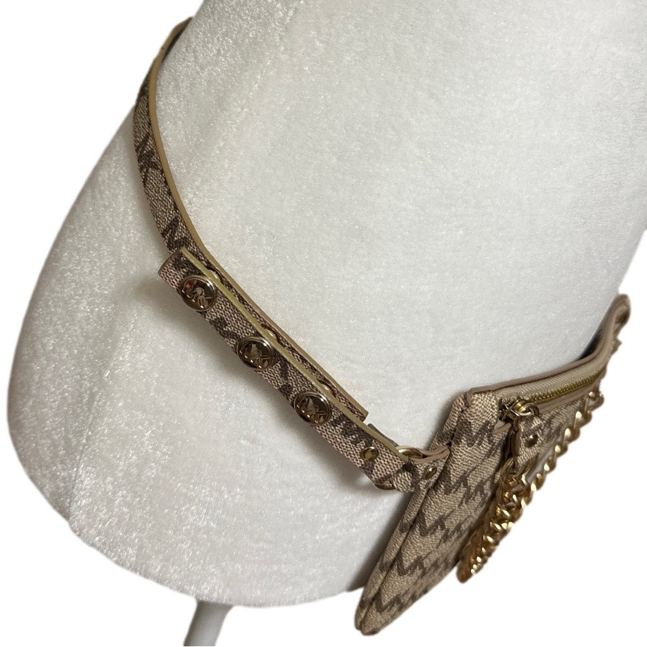 MICHAEL KORS Gold Signature with Chain Belt Bag