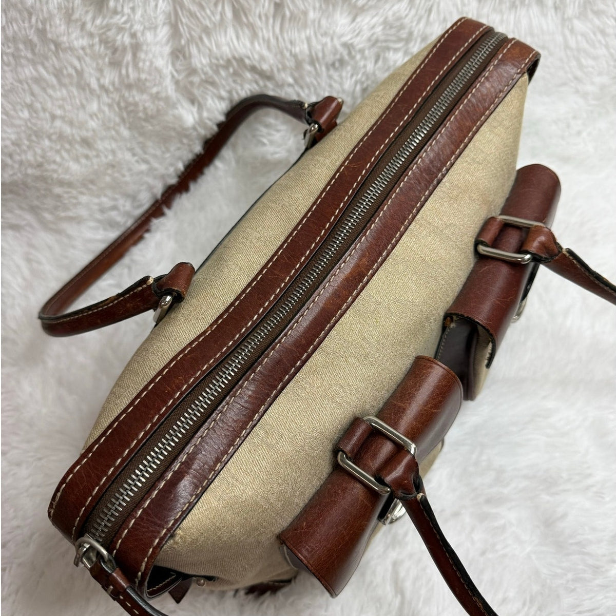 Vintage DOONEY and BOURKE Brown Canvas Double Pocket Tote