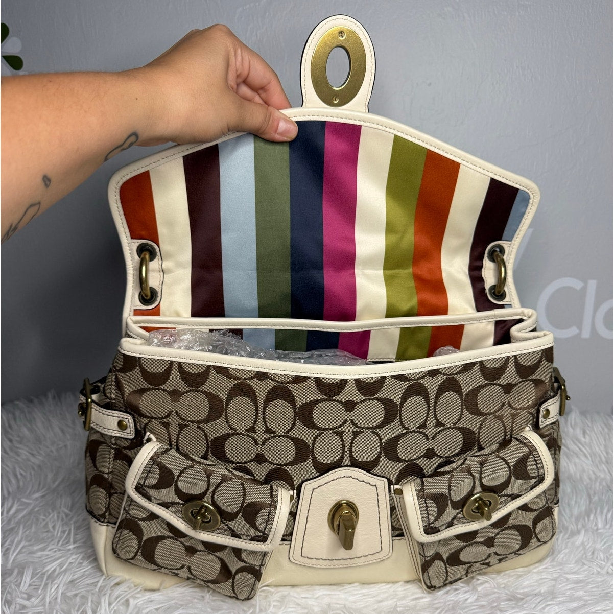 y2k COACH Legacy 2007 Leigh Turnlock Shoulder Bag