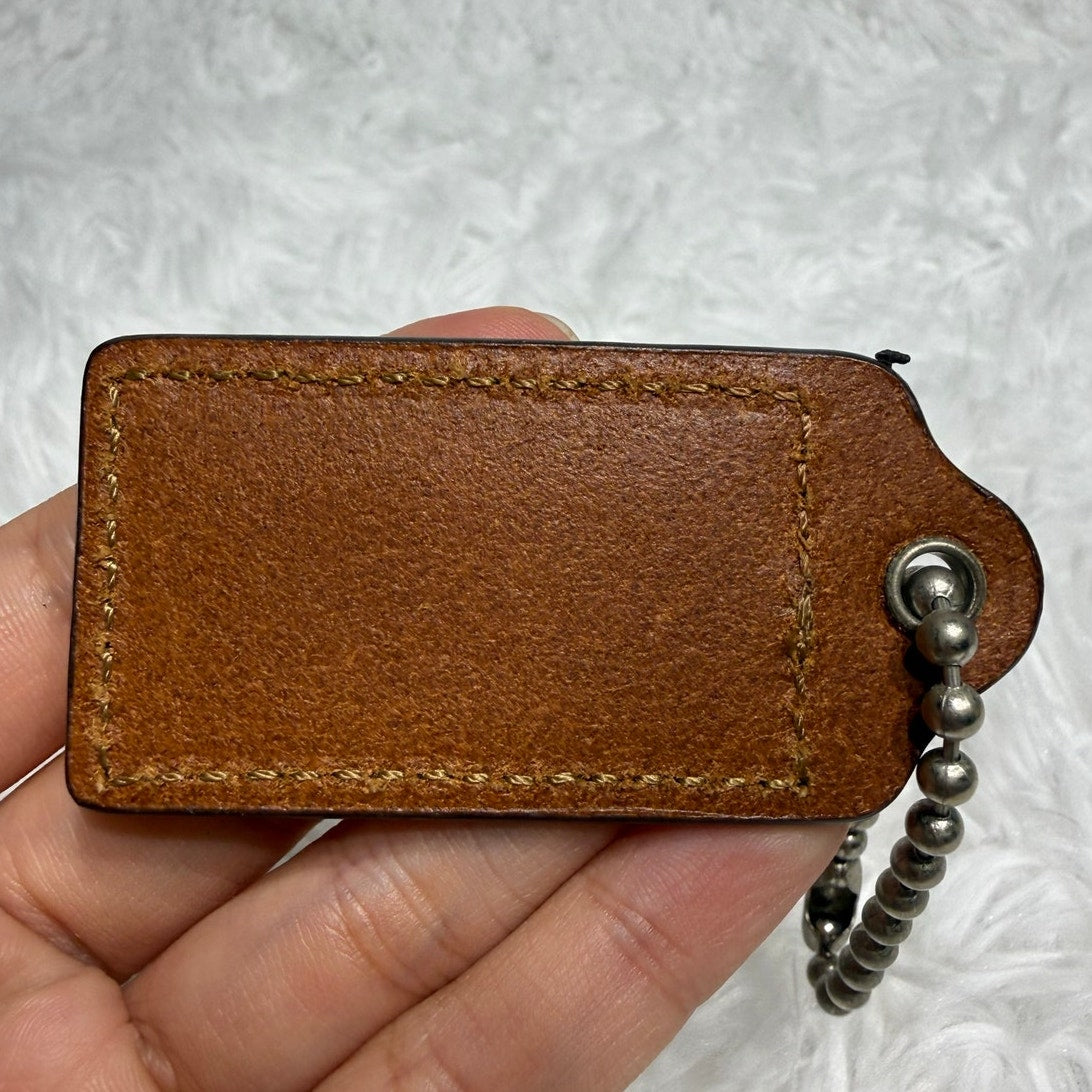2" COACH Brown Fob Bag Charm Hang tag Hangtag