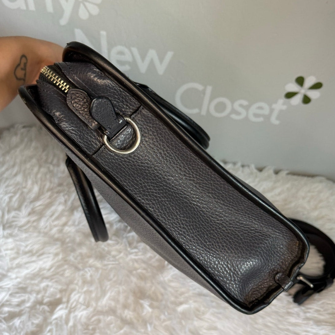 Coach BOND F72308 Black Leather Briefcase w/ Crossbody Strap