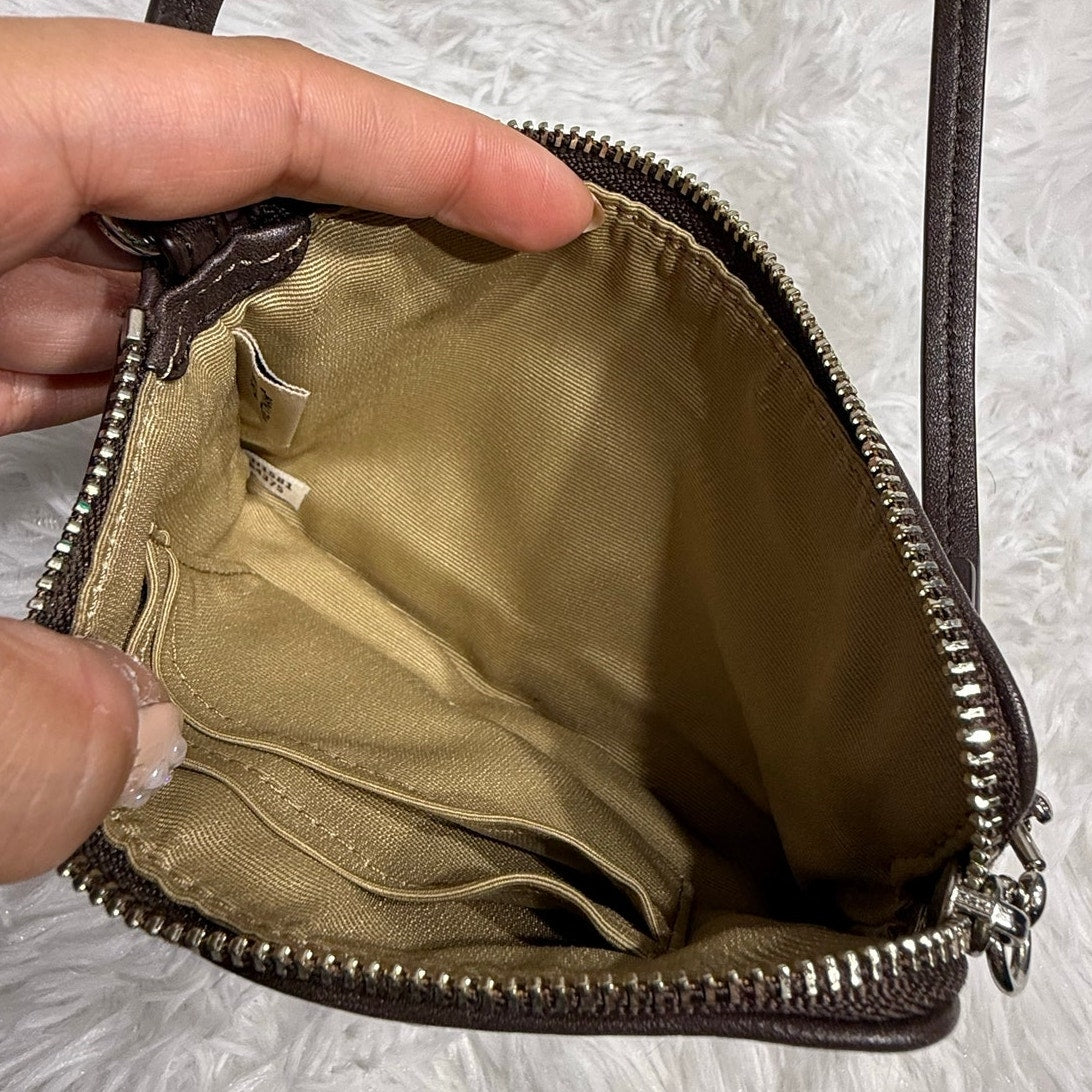 Sale COACH Brown Signature Canvas Wristlet