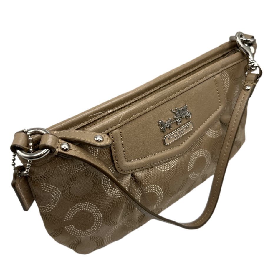 COACH Taupe Signature Canvas Wristlet / Mini Purse