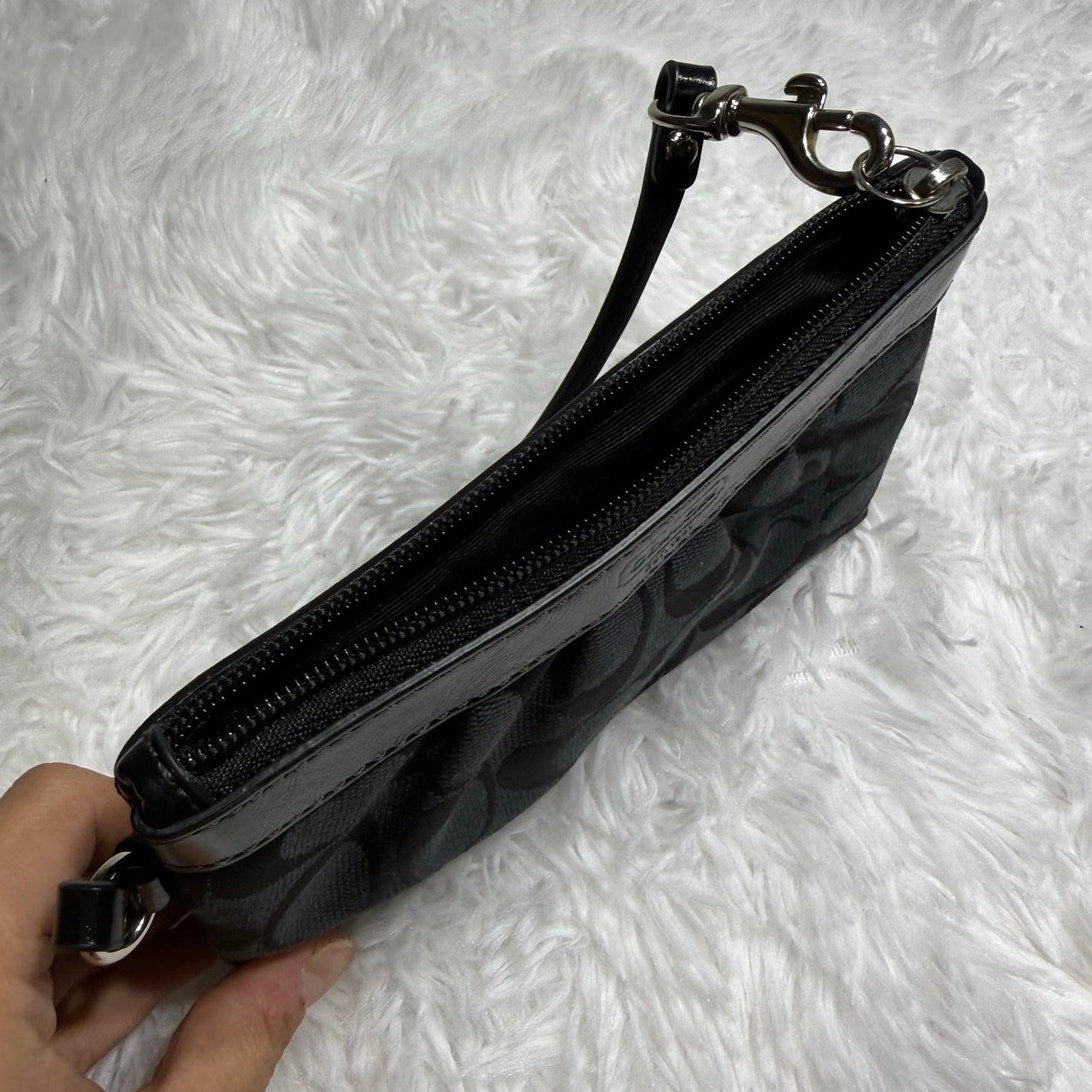 Coach Black Signature Canvas Wristlet