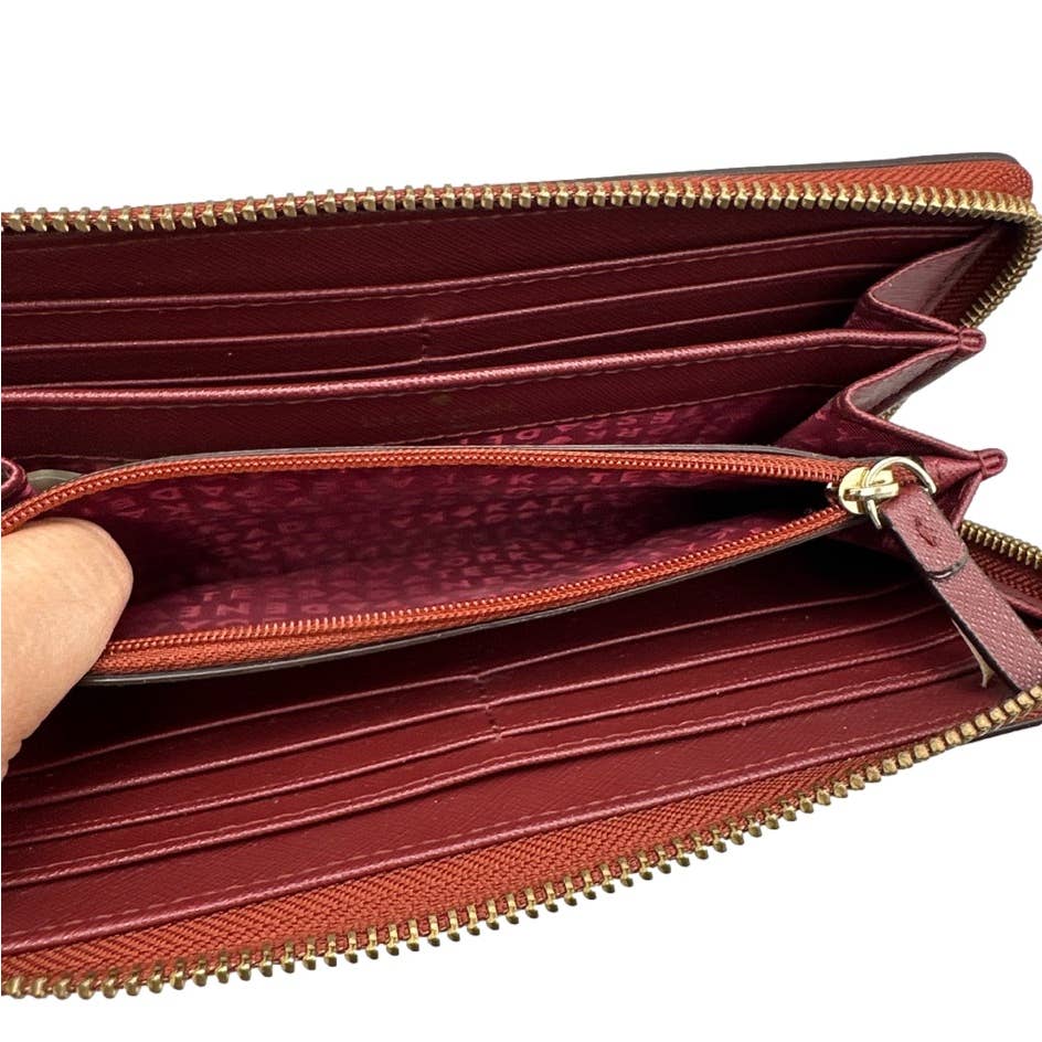 KATE SPADE New York Maroon Zip Around Wallet