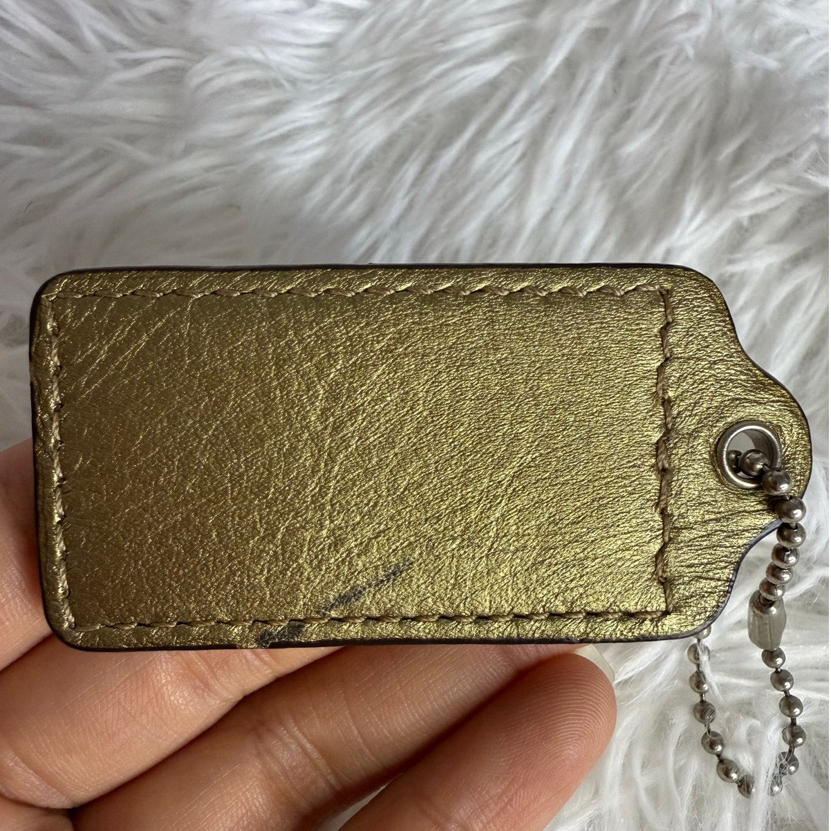2.5" COACH Gold Metallic Fob Bag Charm Hang tag Hangtag