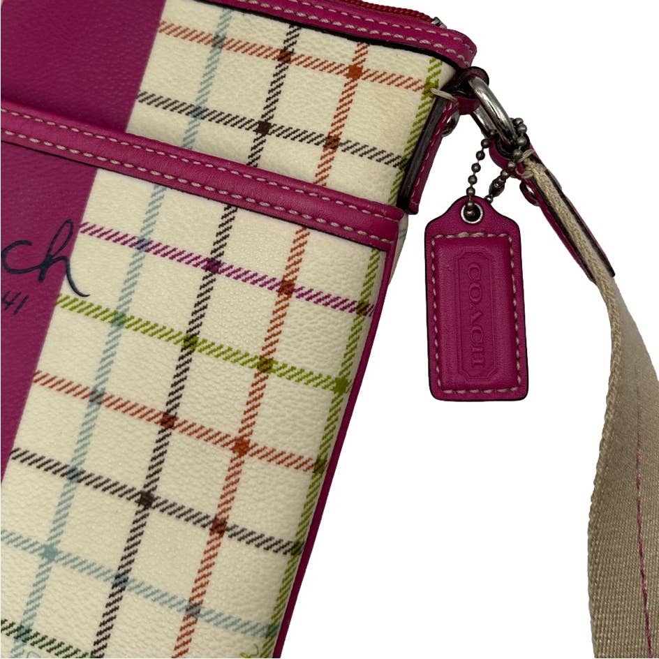 COACH Fuchsia Heritage Plaid Crossbody