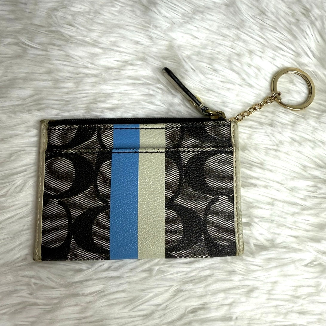 COACH Black Signature Double Strap Coin Purse Wallet