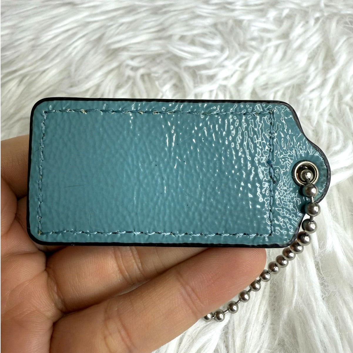 2" COACH Green Blue Fob Bag Charm Hang tag Hangtag