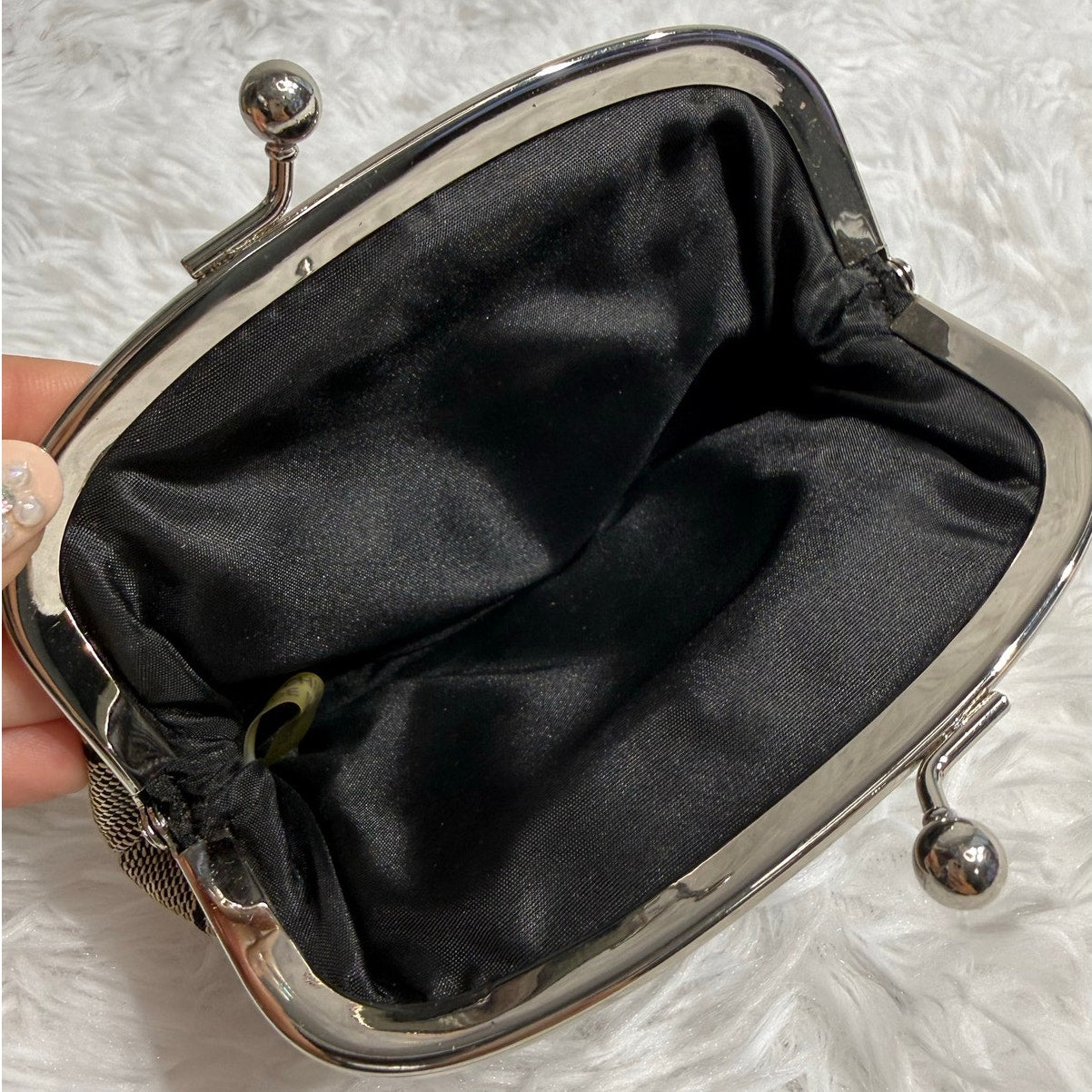 Coach Black Gray Signature Kisslock Pouch