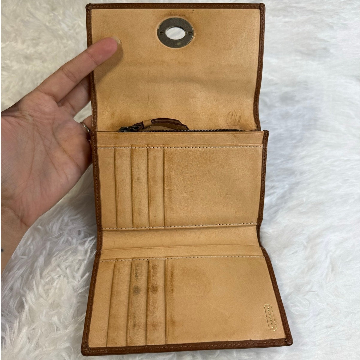 y2k Coach Stripe Signature Denim Turnlock Bifold Wallet