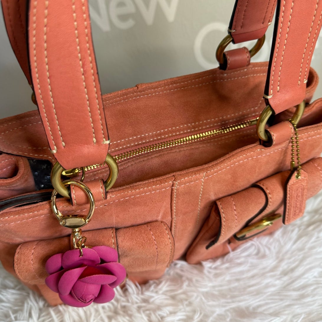 y2k COACH Vintage Soho Buckle Tan Suede Satchel Handbag