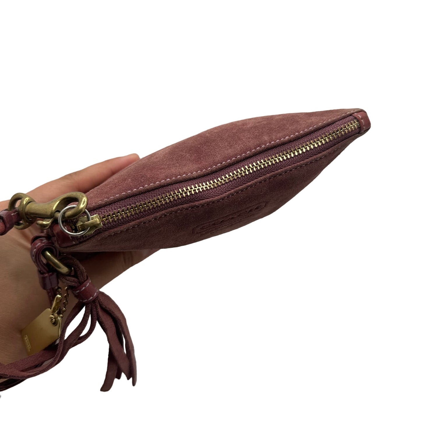 y2k COACH Vintage Suede Tassel Wristlet
