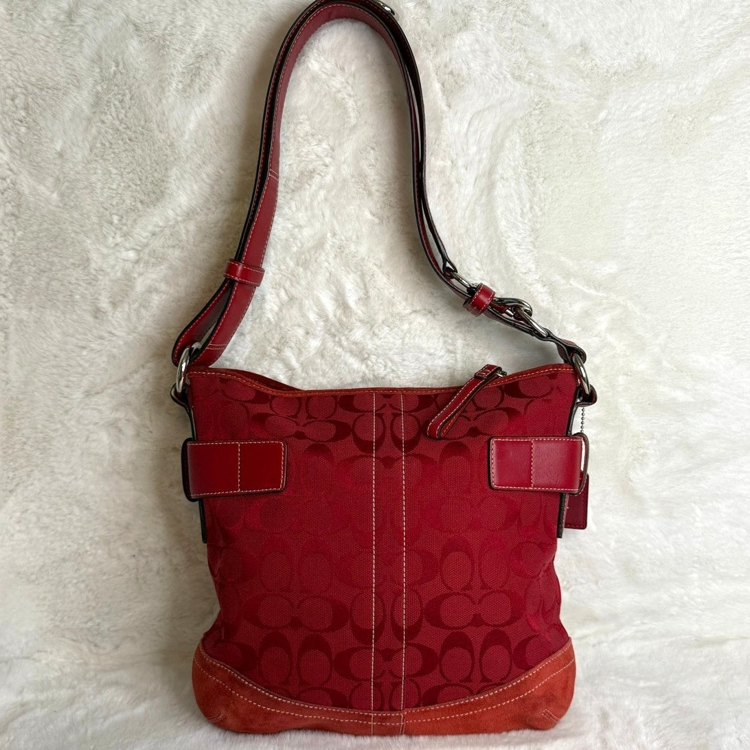 y2k Coach Vintage Soho Red Jacquard Shoulder Bag Crossbody