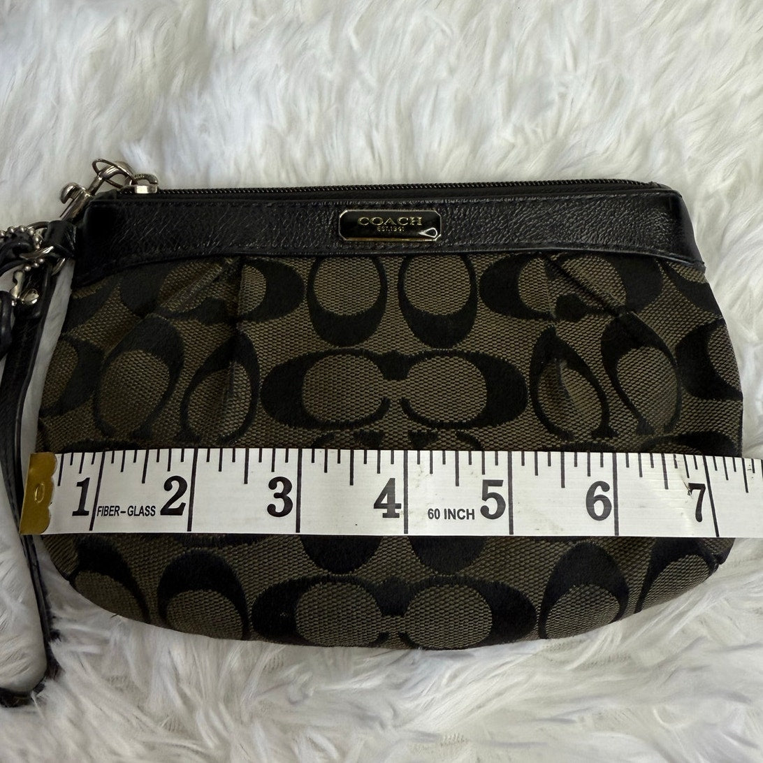 SALE COACH Black Signature Canvas Wristlet