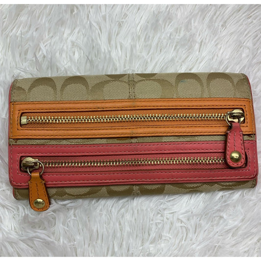 COACH  Signature Canvas Double Zipper Wallet