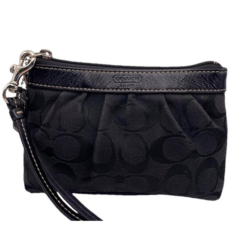 COACH Black Signature Canvas Wristlet