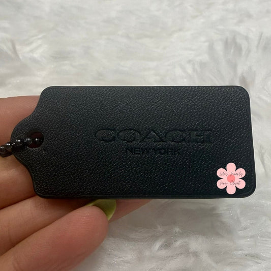 2" COACH Black Fob Bag Charm Hang tag Hangtag