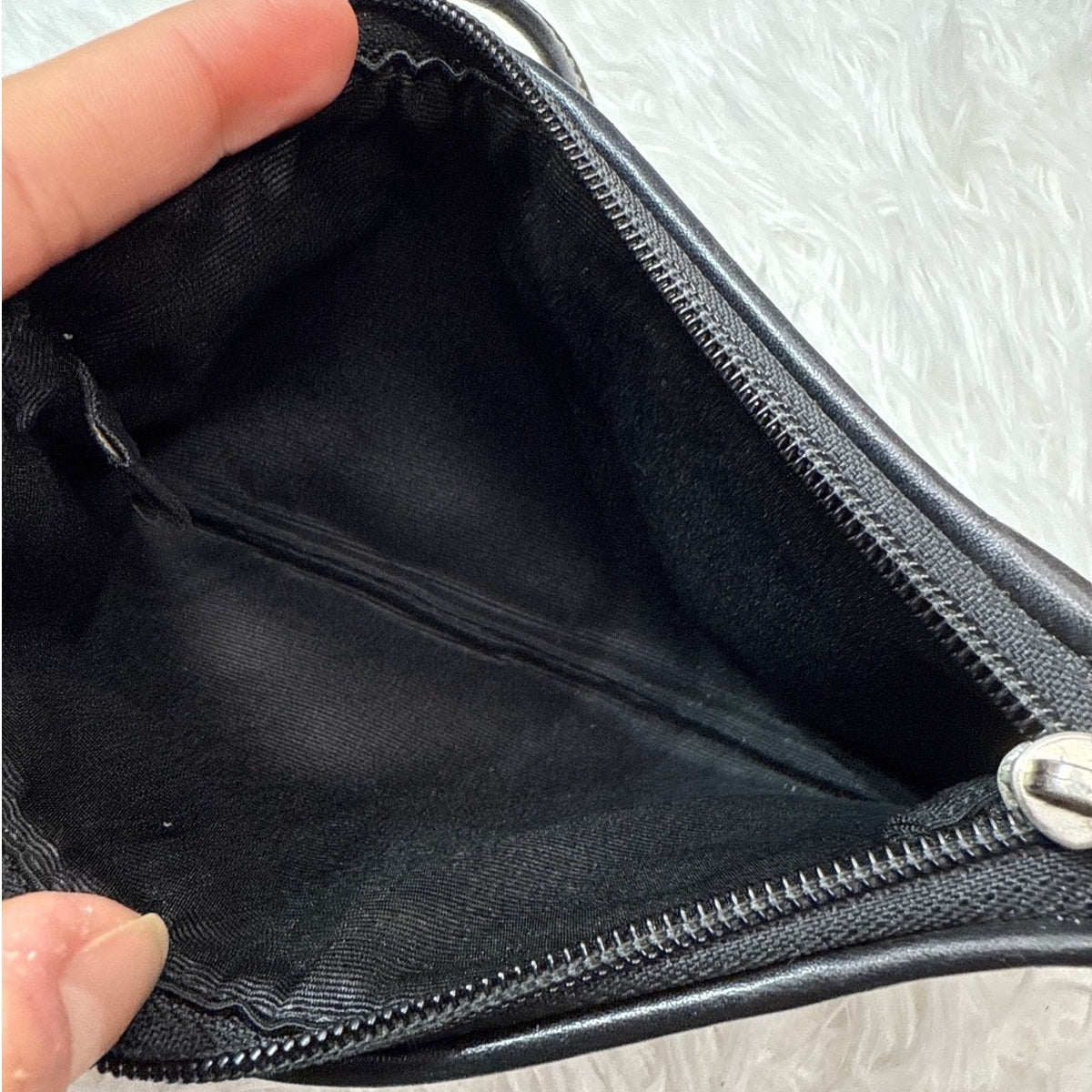 COACH Black Gray Signature Canvas Wristlet