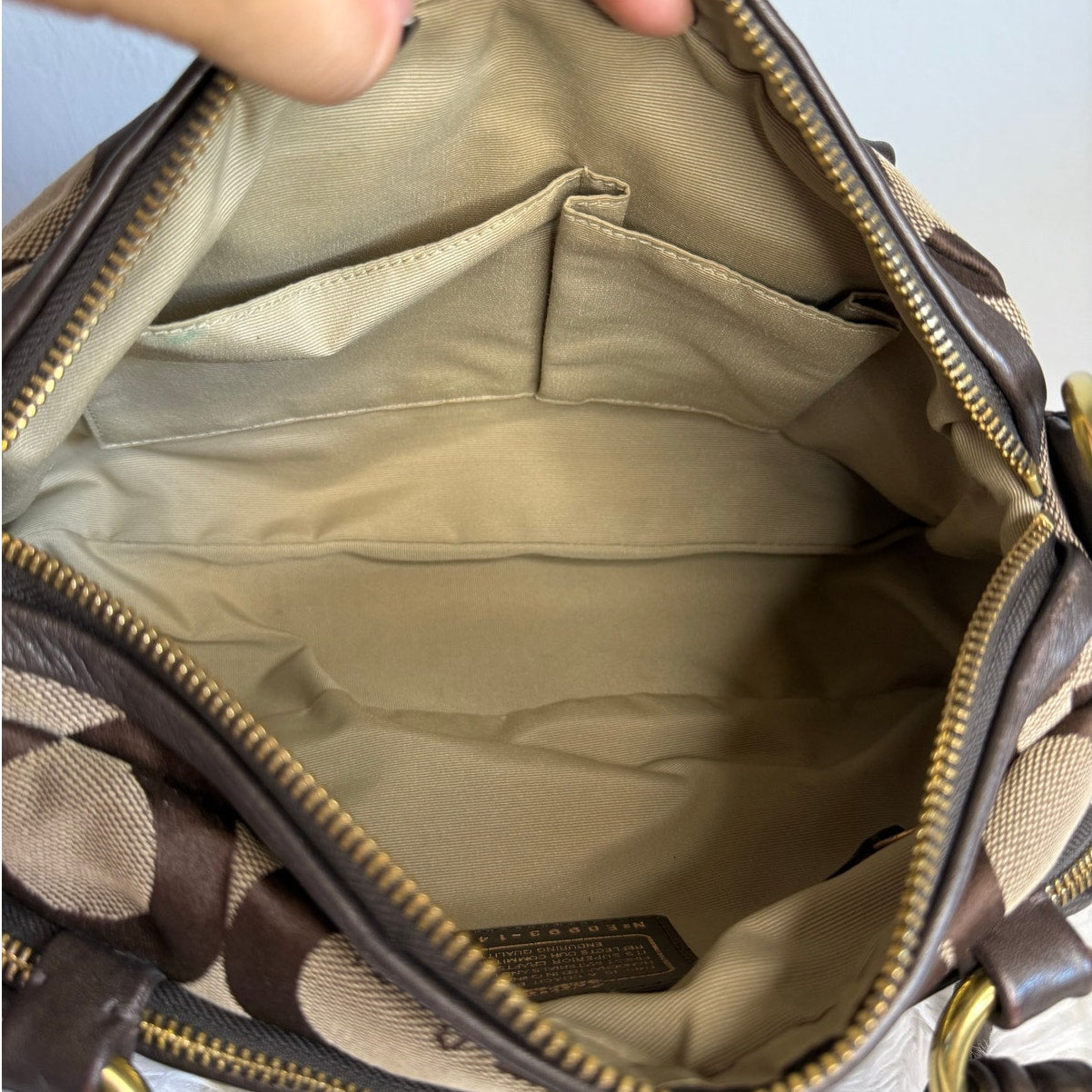 y2k COACH 2009 Brown Signature Canvas Parker Op Art Satchel Shoulder Bag