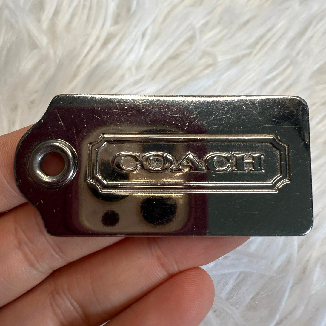 2” COACH Silver Fob Bag Charm Hang tag Hangtag