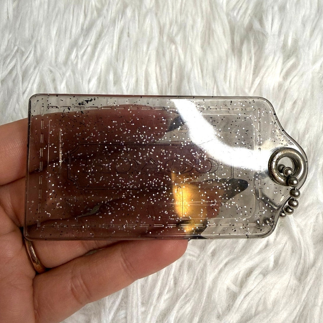 3" COACH Poppy Clear Gray Fob Bag Charm Hang tag Hangtag