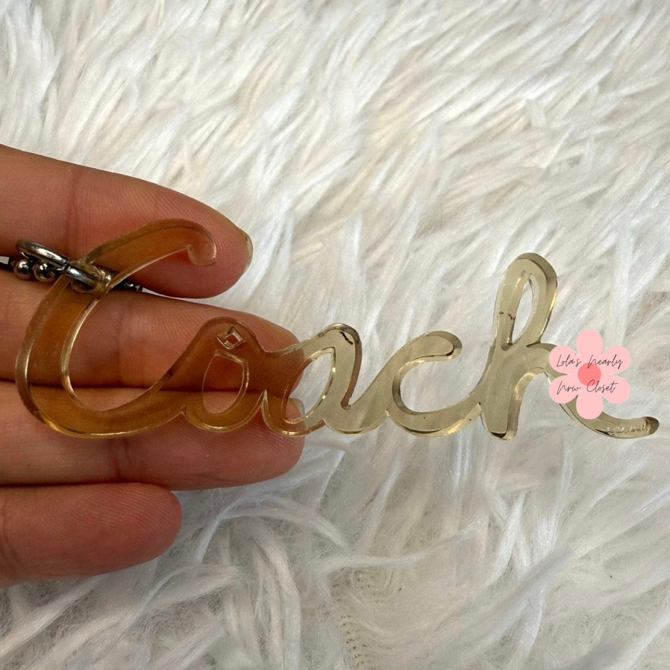 3" COACH Poppy Script Fob Bag Charm Hang tag Hangtag