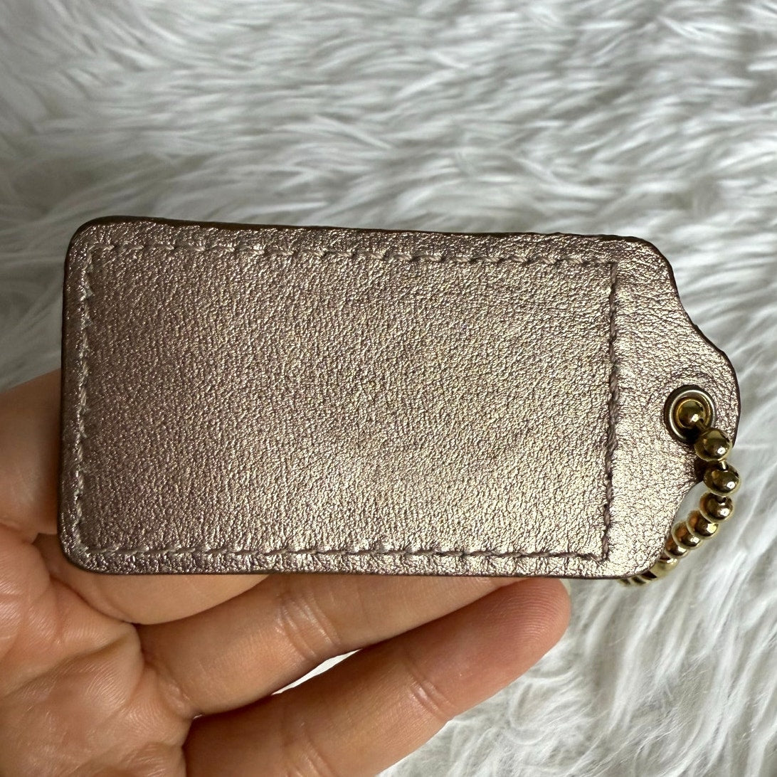 2.5" Coach Metallic Gold Fob Bag Charm Hang tag Hangtag