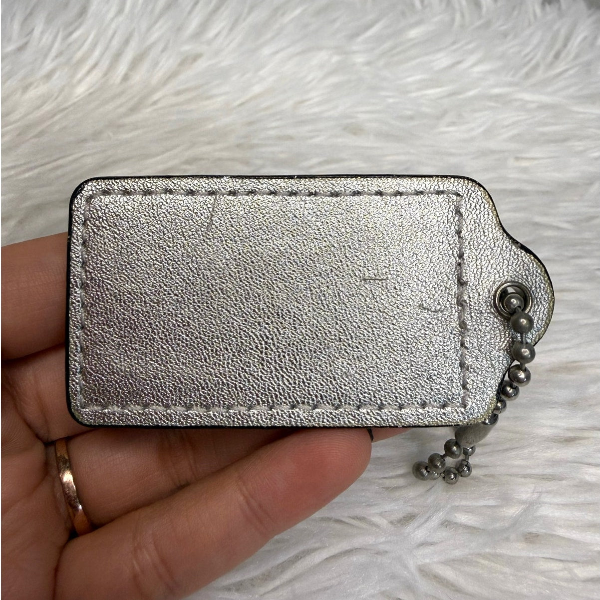 2.5" COACH Silver Fob Bag Charm Hang tag Hangtag