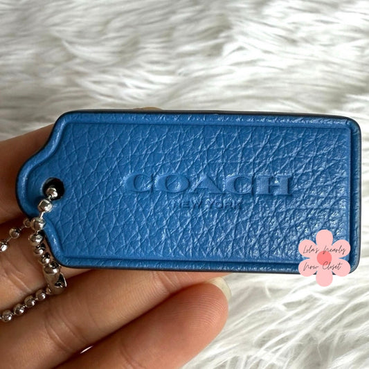 2" COACH Blue Fob Bag Charm Hang tag Hangtag